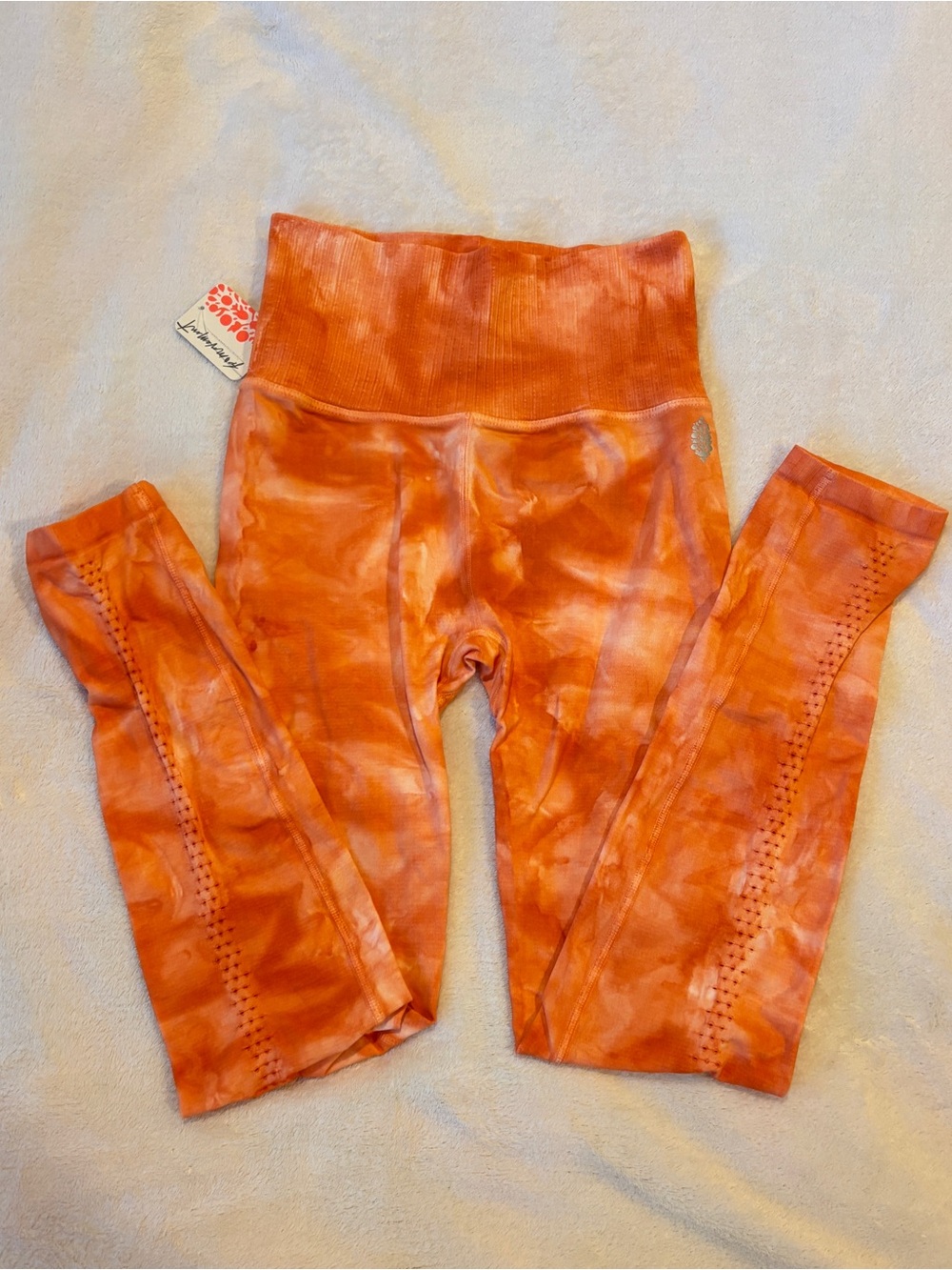 NWT FP Movement by Free People Orange/Coral Tie-Dye High-Waisted Leggings
